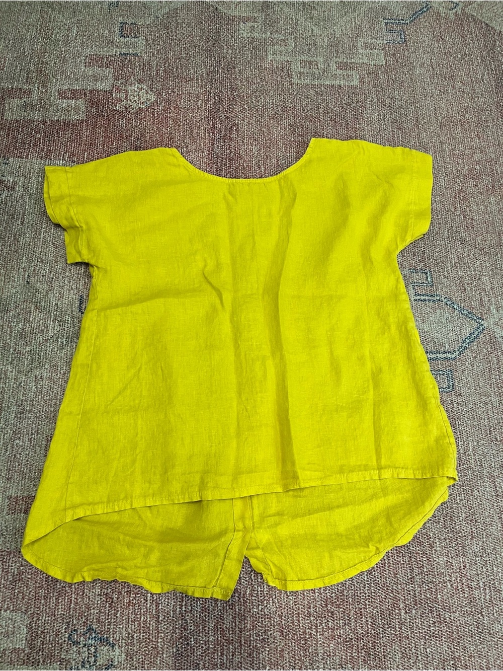 Terzo Millennio made in Italy linen tunic w/ button accents lime green medium